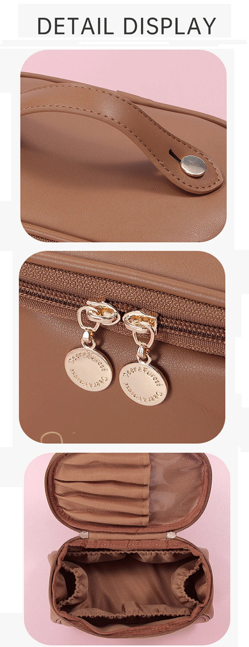 Cute PU Makeup Bag For Women Toiletries Organizer Waterproof Travel Make Up  Pouch Female Large Capacity Portable Cosmetic Case