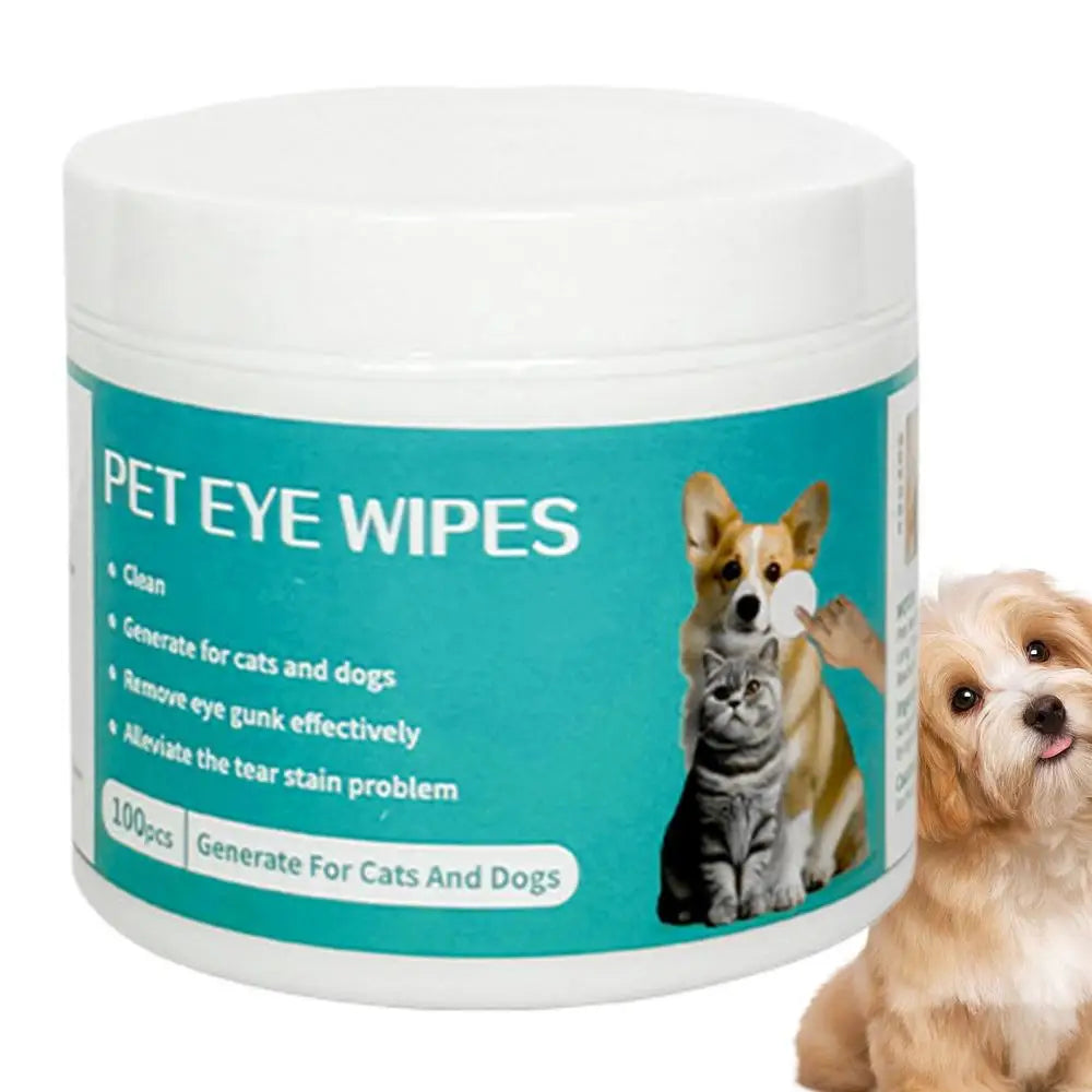 100 Count Dog Eye Cleaner Pet Eye Wipes Tear Stain Remover Convenient Cleaning Pads Dog Eye Cleaning Wipes Grooming Kit Care