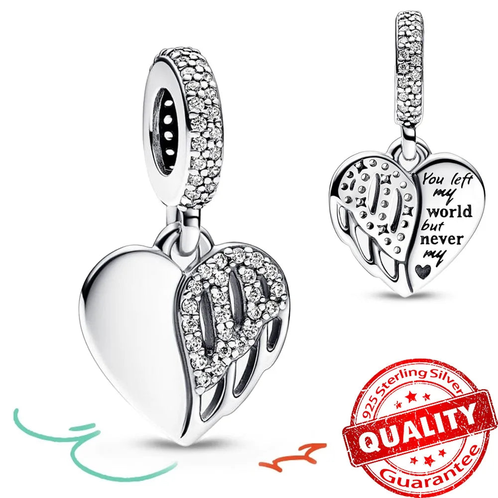 New Arrival 925 Sterling Silver Love You Mom Entwined Infinite Hearts Charm Fit Original Bracelet for Women Necklace DIY Jewelry