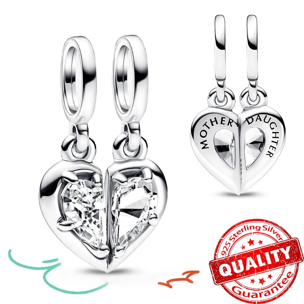 New Arrival 925 Sterling Silver Love You Mom Entwined Infinite Hearts Charm Fit Original Bracelet for Women Necklace DIY Jewelry