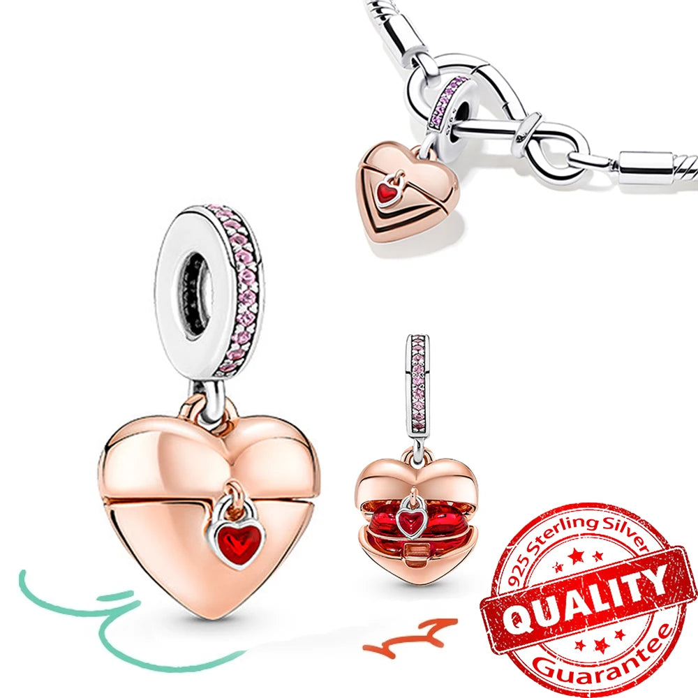 New Arrival 925 Sterling Silver Love You Mom Entwined Infinite Hearts Charm Fit Original Bracelet for Women Necklace DIY Jewelry