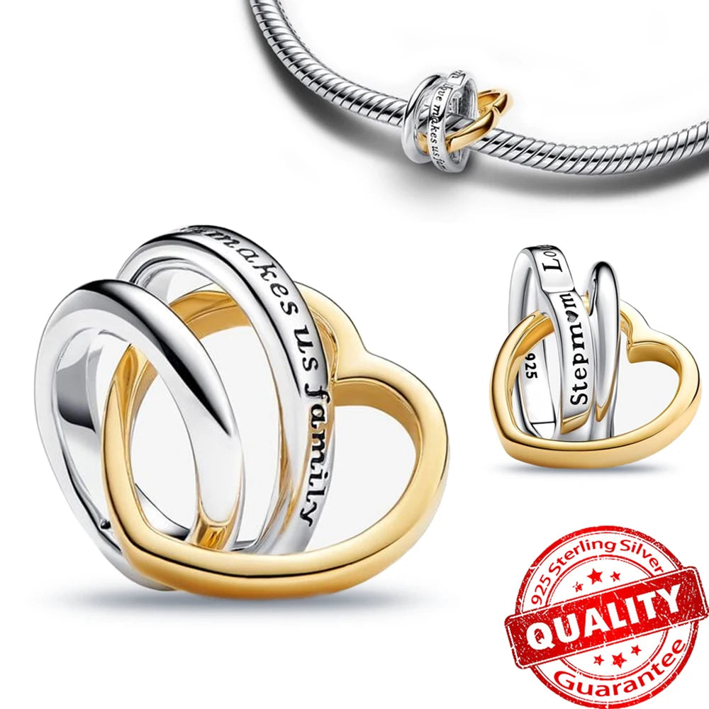New Arrival 925 Sterling Silver Love You Mom Entwined Infinite Hearts Charm Fit Original Bracelet for Women Necklace DIY Jewelry