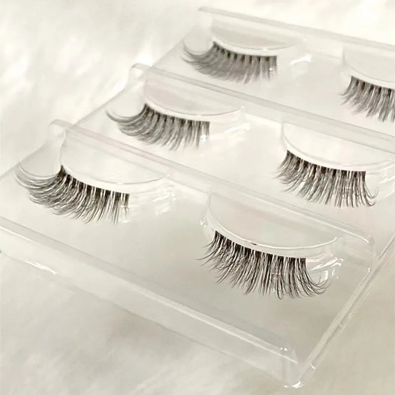 Manga Lashes 5/3Pairs Natural False Eyelashes Full Strip Clear Band Wispy Mink Lashes cosplay Daily Dating Korean Make Up Tools