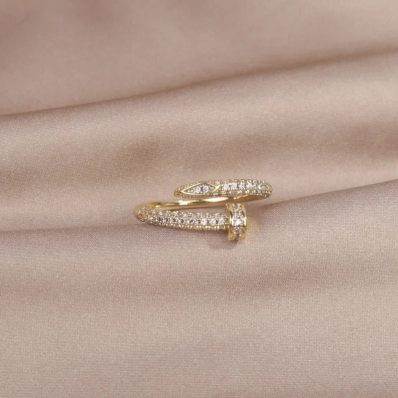 AAA Zircon Simple Geometric Ring Elegant Women's Daily Work Opening Adjustable Ring