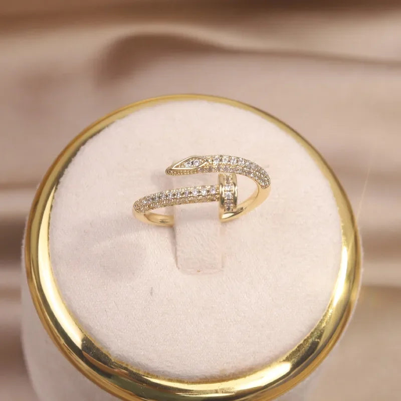 AAA Zircon Simple Geometric Ring Elegant Women's Daily Work Opening Adjustable Ring