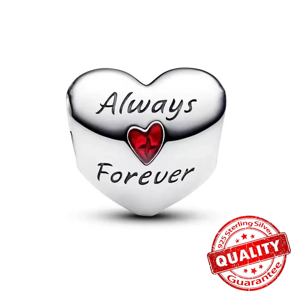New Arrival 925 Sterling Silver Love You Mom Entwined Infinite Hearts Charm Fit Original Bracelet for Women Necklace DIY Jewelry