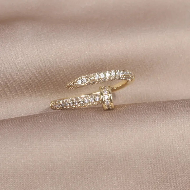 AAA Zircon Simple Geometric Ring Elegant Women's Daily Work Opening Adjustable Ring
