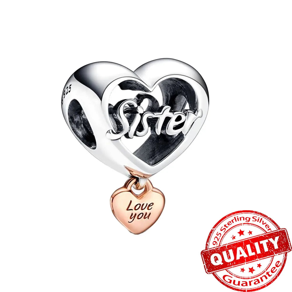 New Arrival 925 Sterling Silver Love You Mom Entwined Infinite Hearts Charm Fit Original Bracelet for Women Necklace DIY Jewelry
