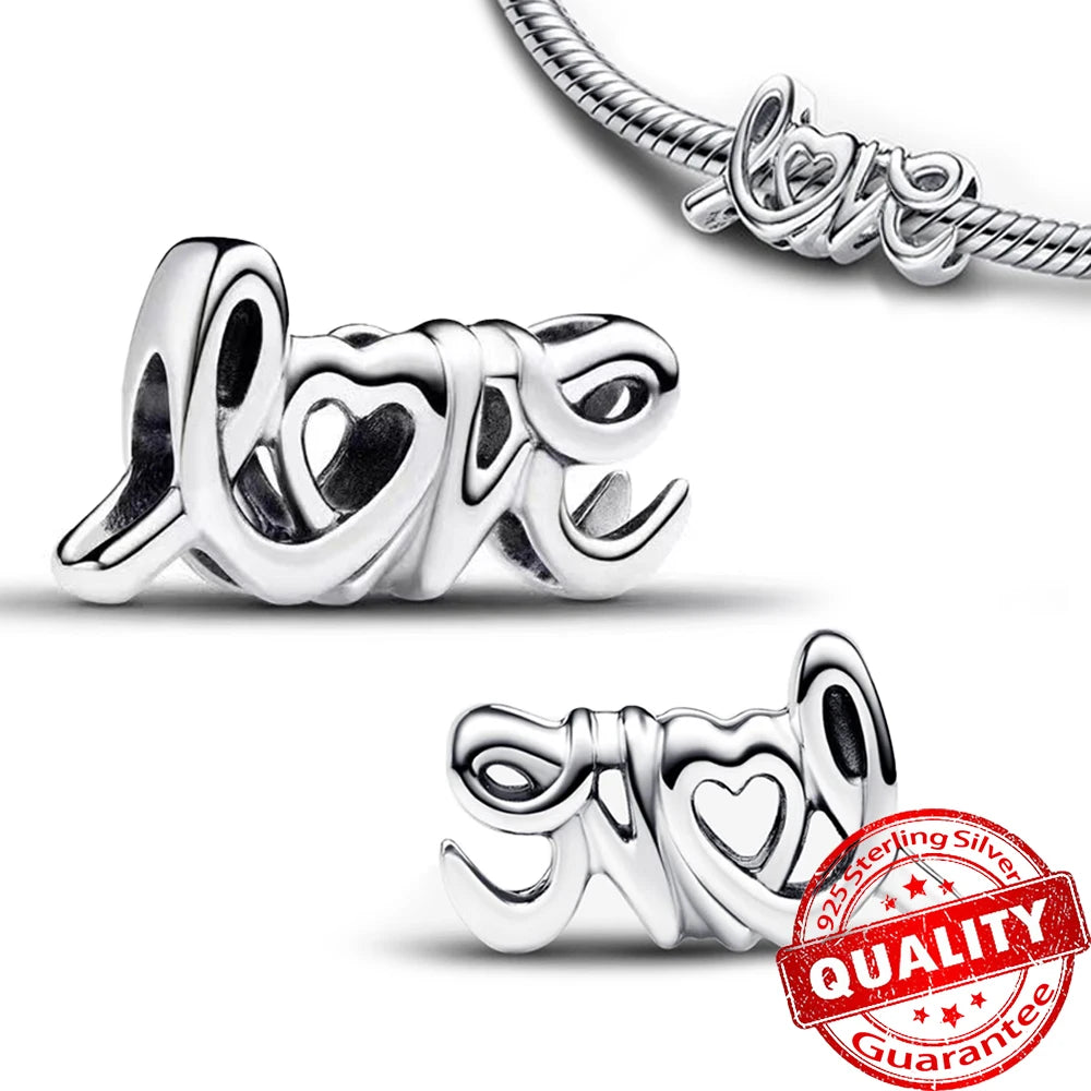 New Arrival 925 Sterling Silver Love You Mom Entwined Infinite Hearts Charm Fit Original Bracelet for Women Necklace DIY Jewelry
