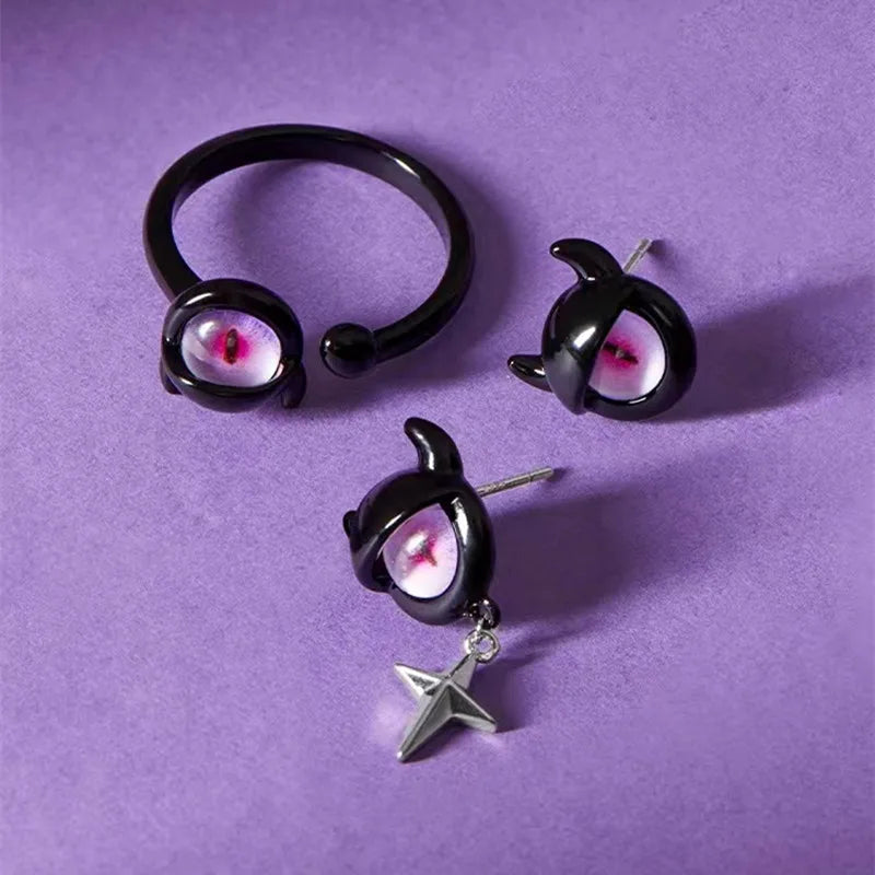 2023 Cosplay Anime Earring For Women Red Single Eye Monster Piercing Halloween Ear Stud Female Funny Goth Ear Accessories Gift