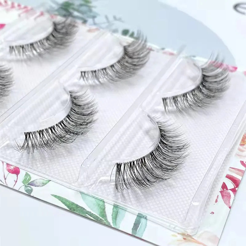 Manga Lashes 5/3Pairs Natural False Eyelashes Full Strip Clear Band Wispy Mink Lashes cosplay Daily Dating Korean Make Up Tools