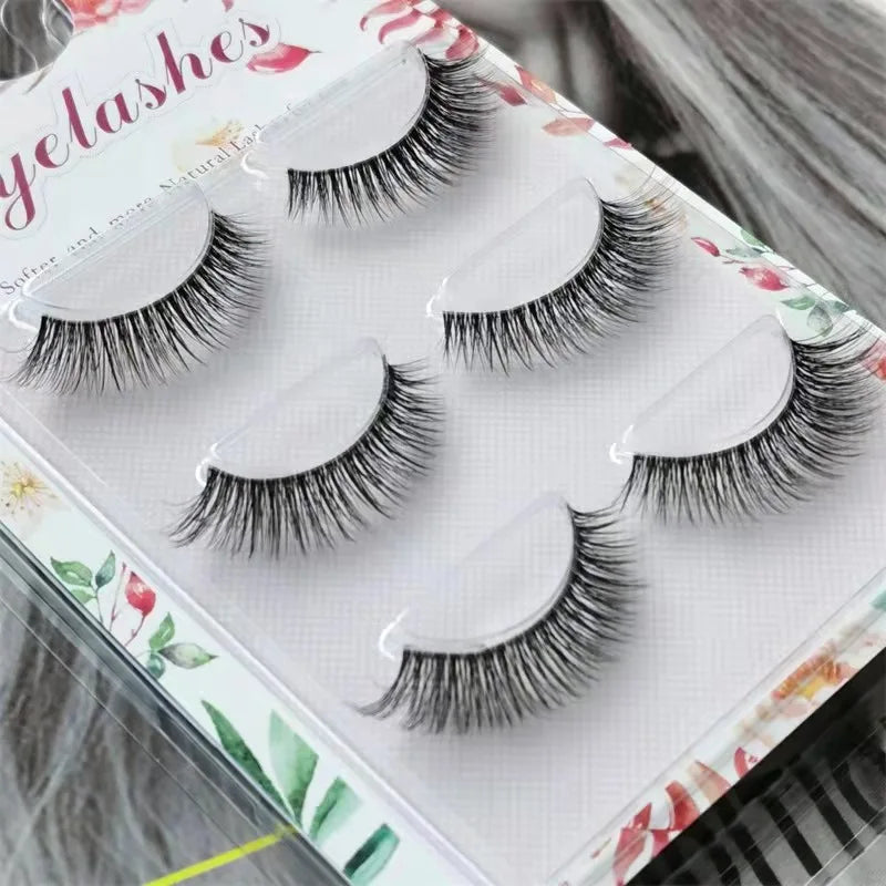 Manga Lashes 5/3Pairs Natural False Eyelashes Full Strip Clear Band Wispy Mink Lashes cosplay Daily Dating Korean Make Up Tools