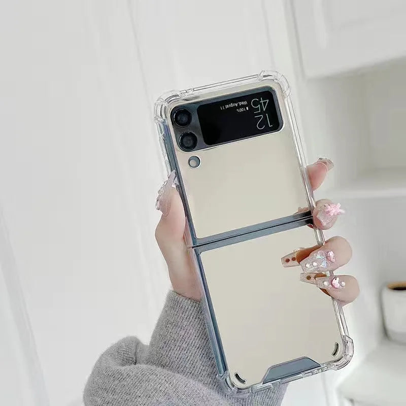 Make Up Mirror for Samsung Z Flip 3 4 5 Case Luxury Shockproof for Samsung Galaxy Z Flip 4 3 5 Z3 Z4 Flip4 Flip3 Slim Hard Cover