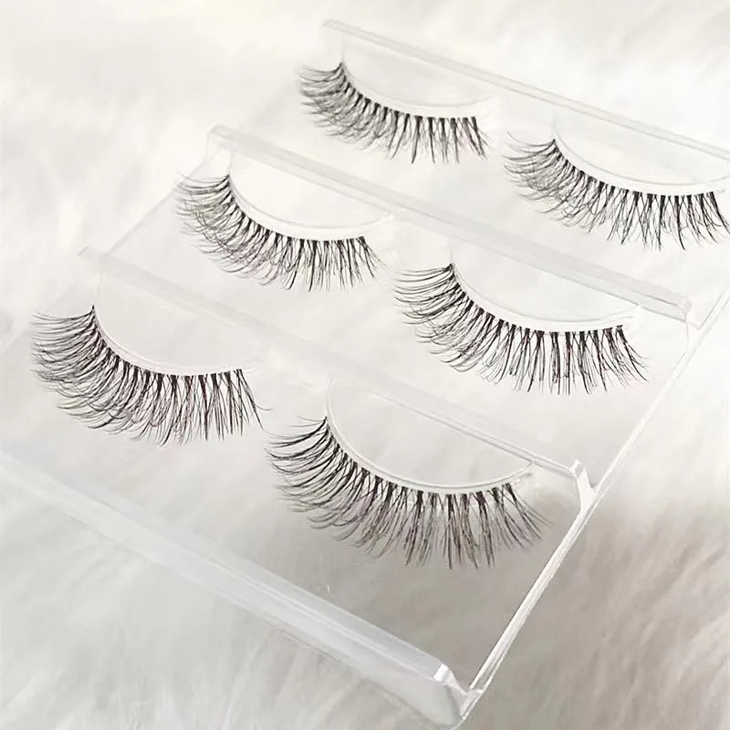 Manga Lashes 5/3Pairs Natural False Eyelashes Full Strip Clear Band Wispy Mink Lashes cosplay Daily Dating Korean Make Up Tools