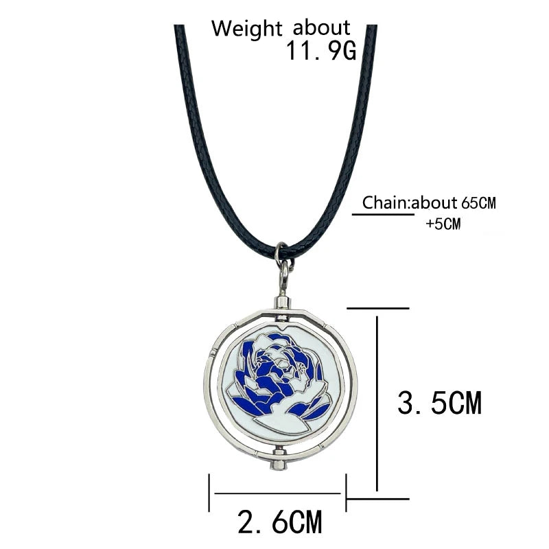 Game Jinx Blue Rose Rotatable Necklace Anime Game Arcane Season 2 Backpack Pendants Metal Fashion Jewerly Fans Collections